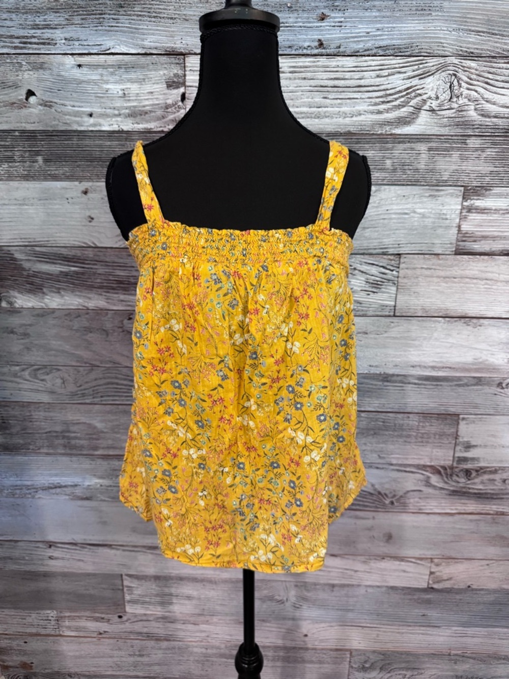 Old Navy Yellow Floral Smocked Cami Tank - Women